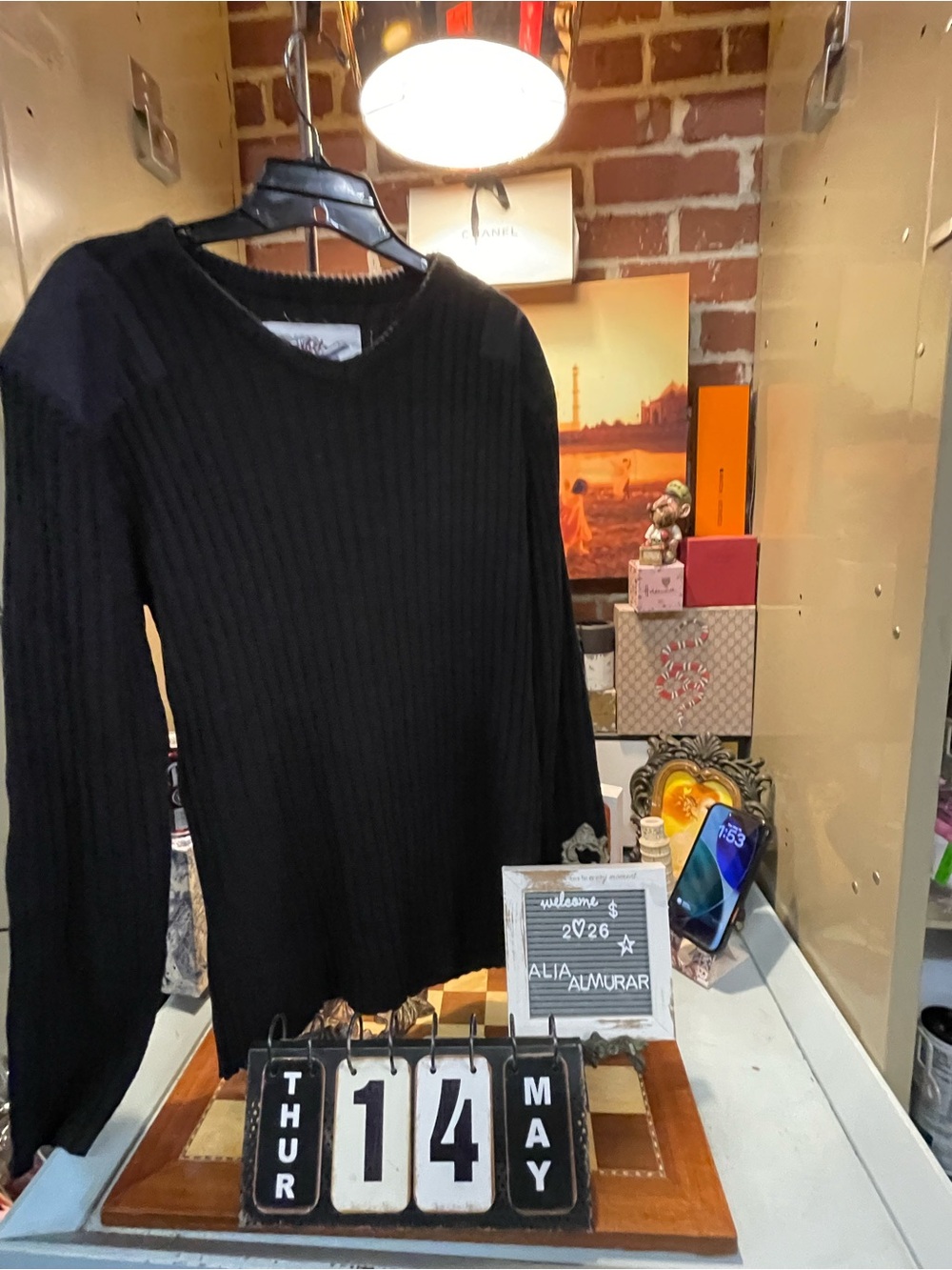 vintage Decibel brand authentic clothing black sweater, size XL.